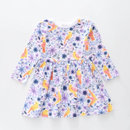 Flowers and Birds Print Dress Ollies Place