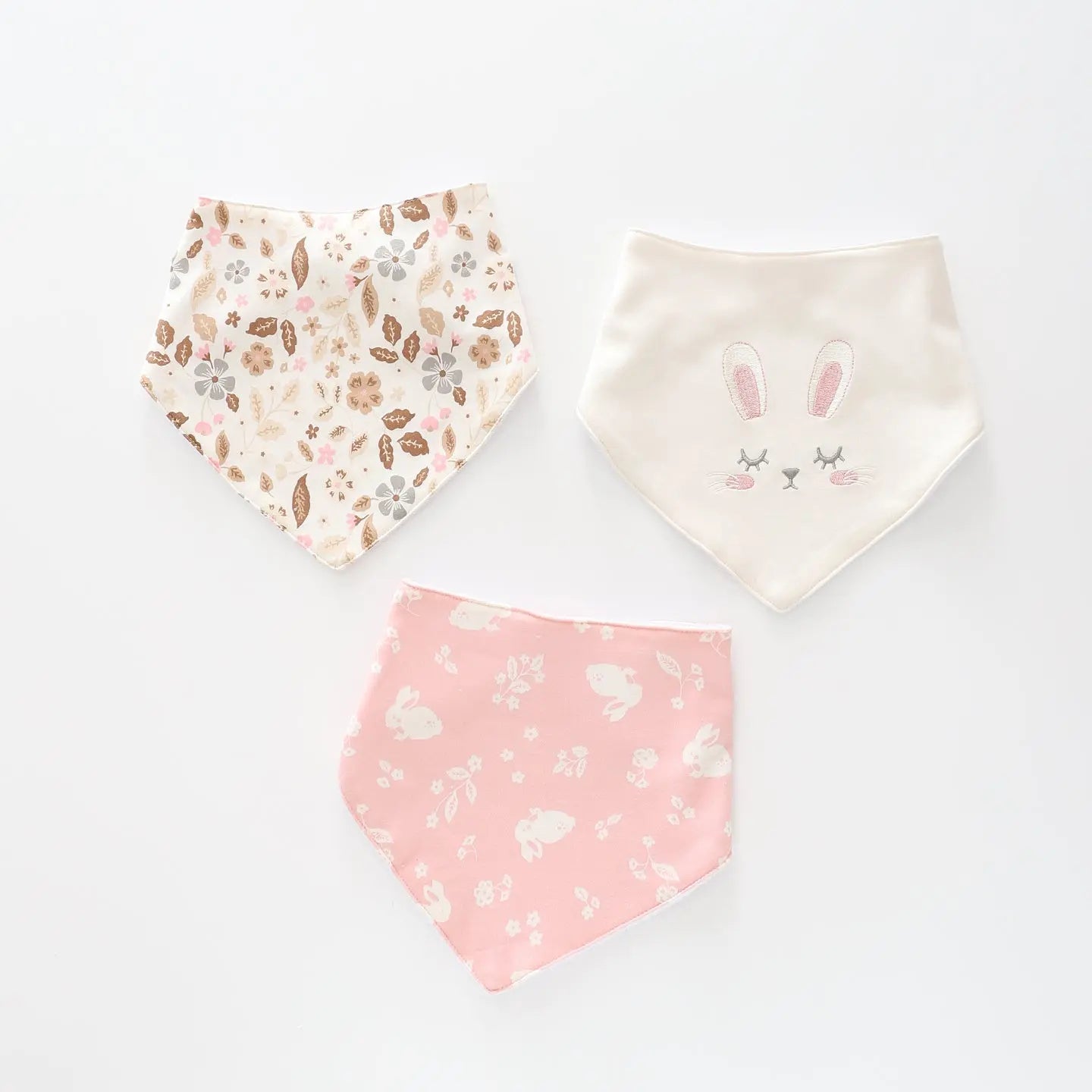 Flowers and Bunny's Bandana Bib Set Ollies Place