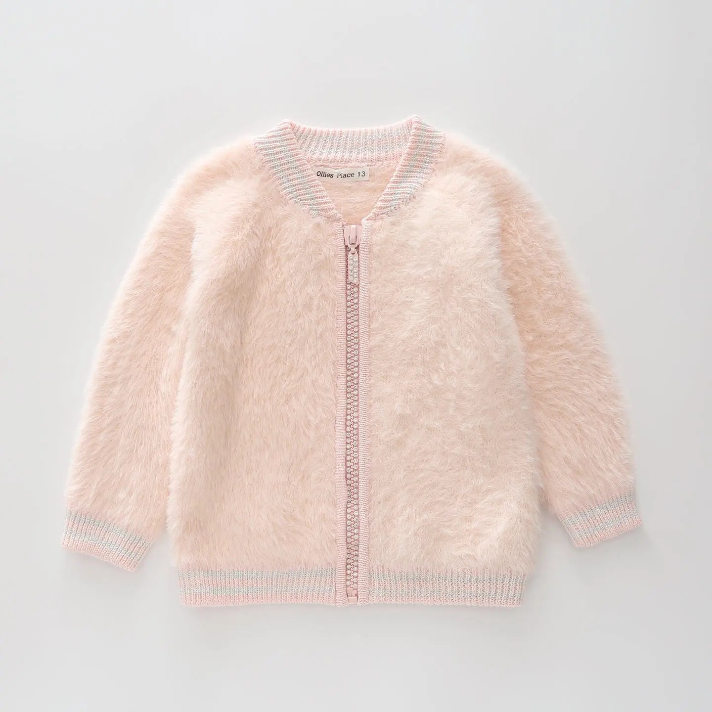 Fluffy Pink Knit Jacket Ollies Place