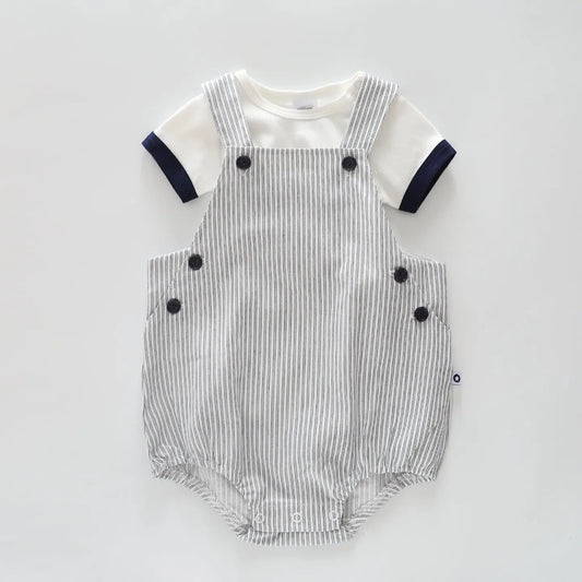 French Stripe Baby Overalls Set Ollies Place