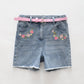 Fruity Florals Denim Shorts Ollies Place