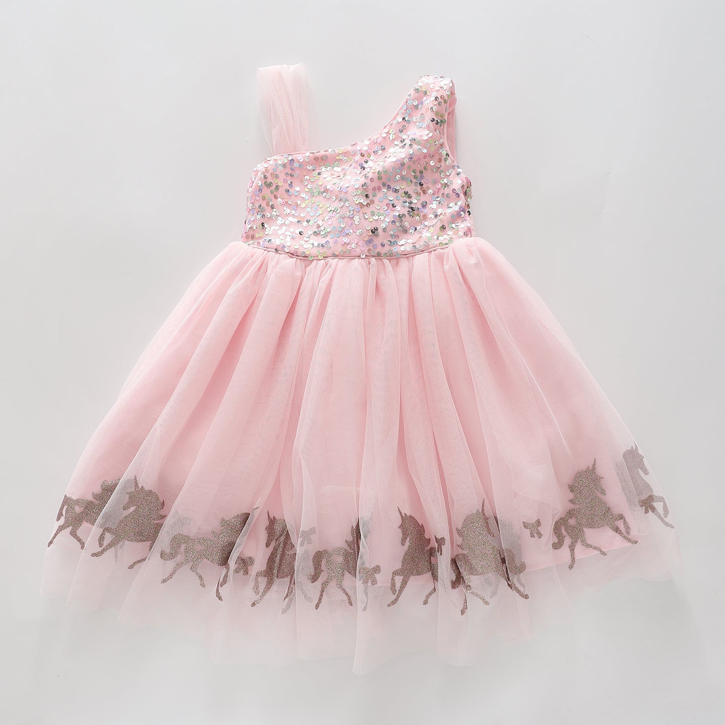 Girl's Pink Tulle Sequined Unicorn Party Dress