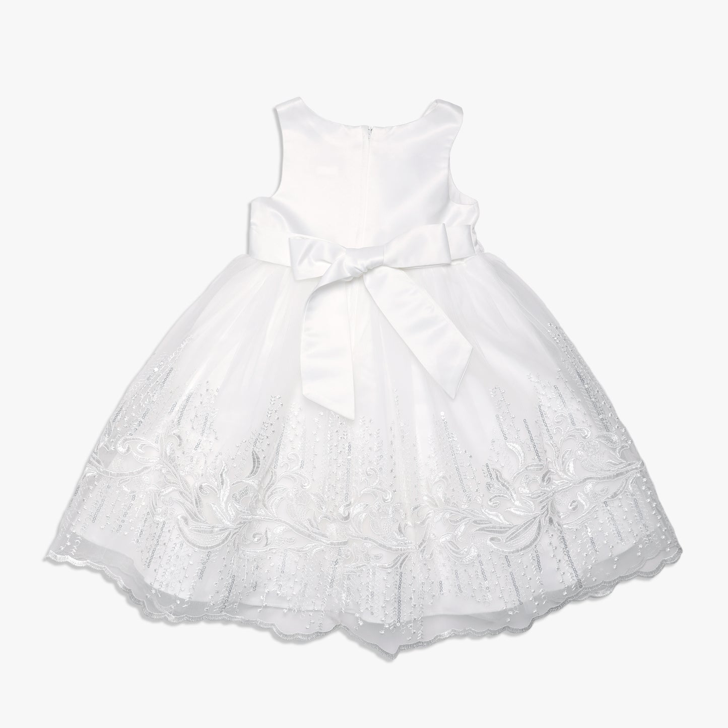Ivory Flower Formal Girl Dress Lace Sequins Diamantes