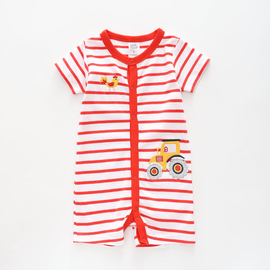 Baby Boys On The Farm Tractor Romper Ollies Place