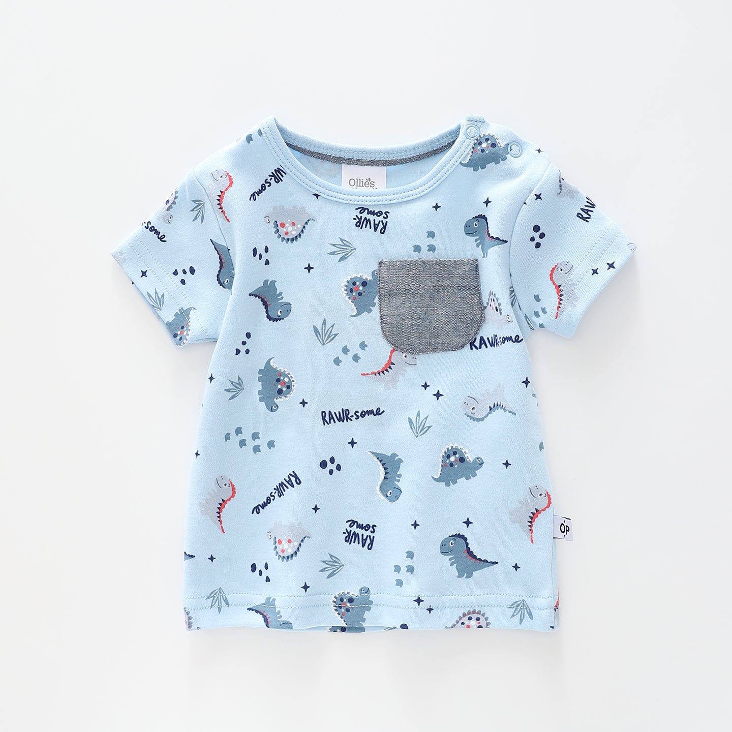 Baby Boys Blue Dino Short Sleeve Tee Ollies Place