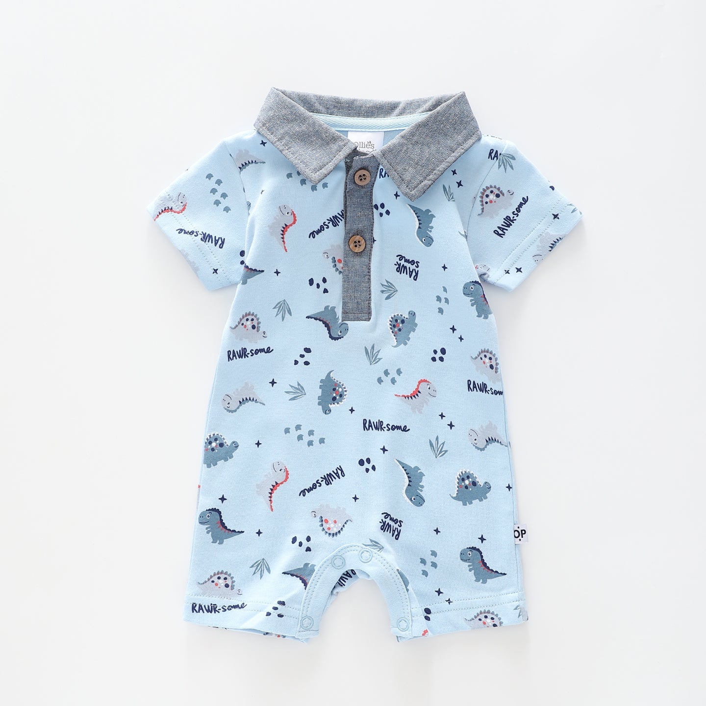 Baby Boys Blue Dino Romper Ollies Place