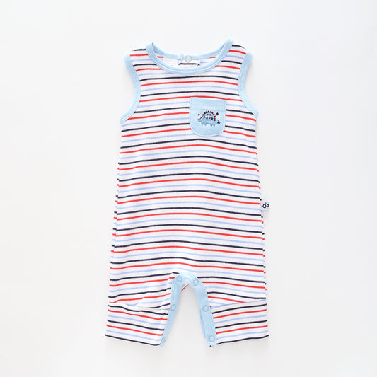 Baby Boys Dino Blues Striped Romper Ollies Place