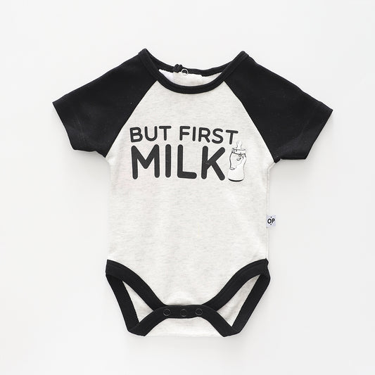 Baby's But First Milk Bodysuit Ollies Place