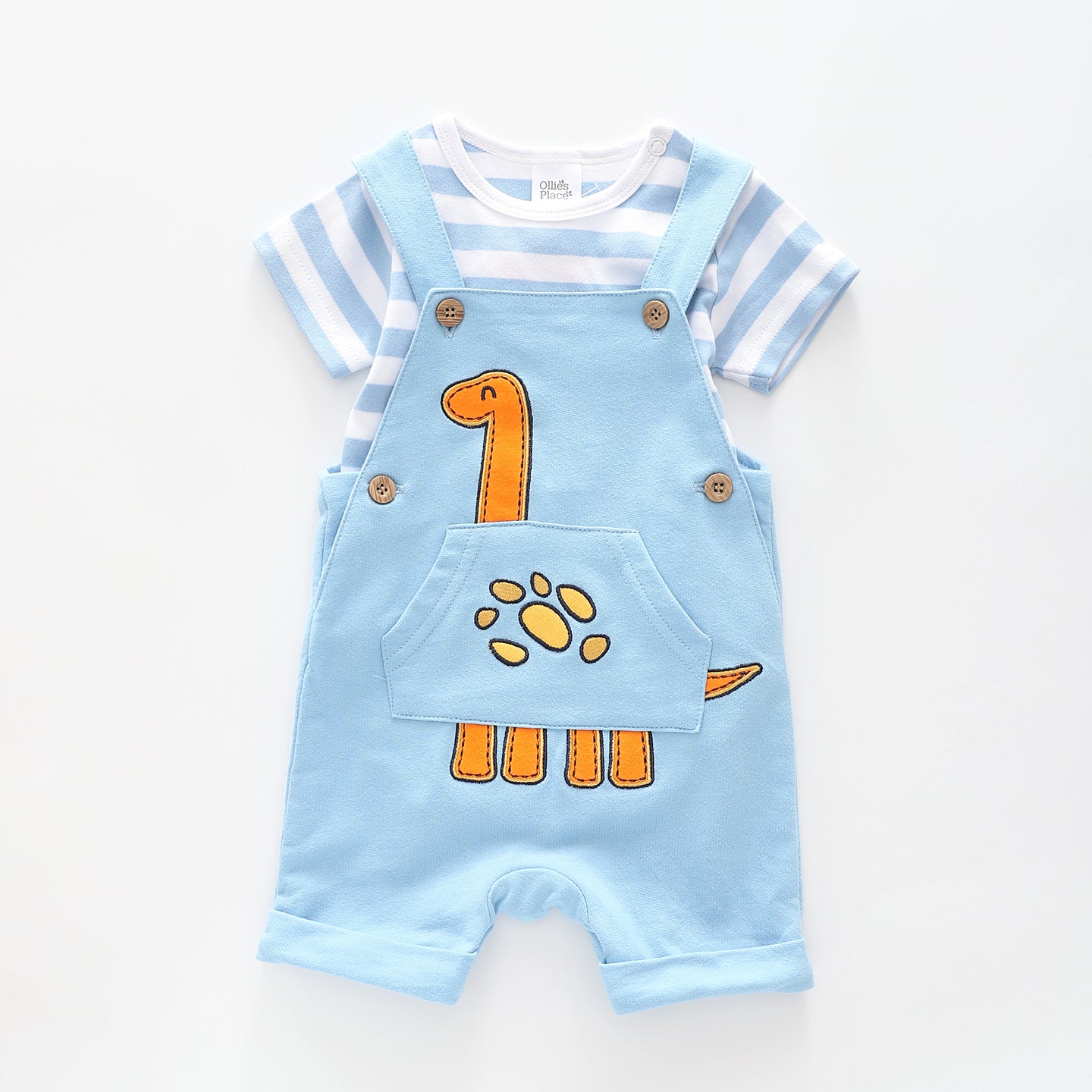 Baby Boys Dino Overalls 2 Piece Set Ollies Place