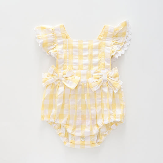 Baby Girls Yellow Gingham Sunsuit Romper Ollies Place