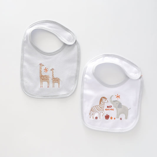 New-born Baby Safari 2 Piece Bib Set Ollies Place