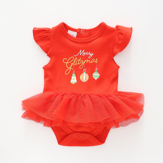 Baby Girls Merry Gliztmas Romper Dress Ollies Place