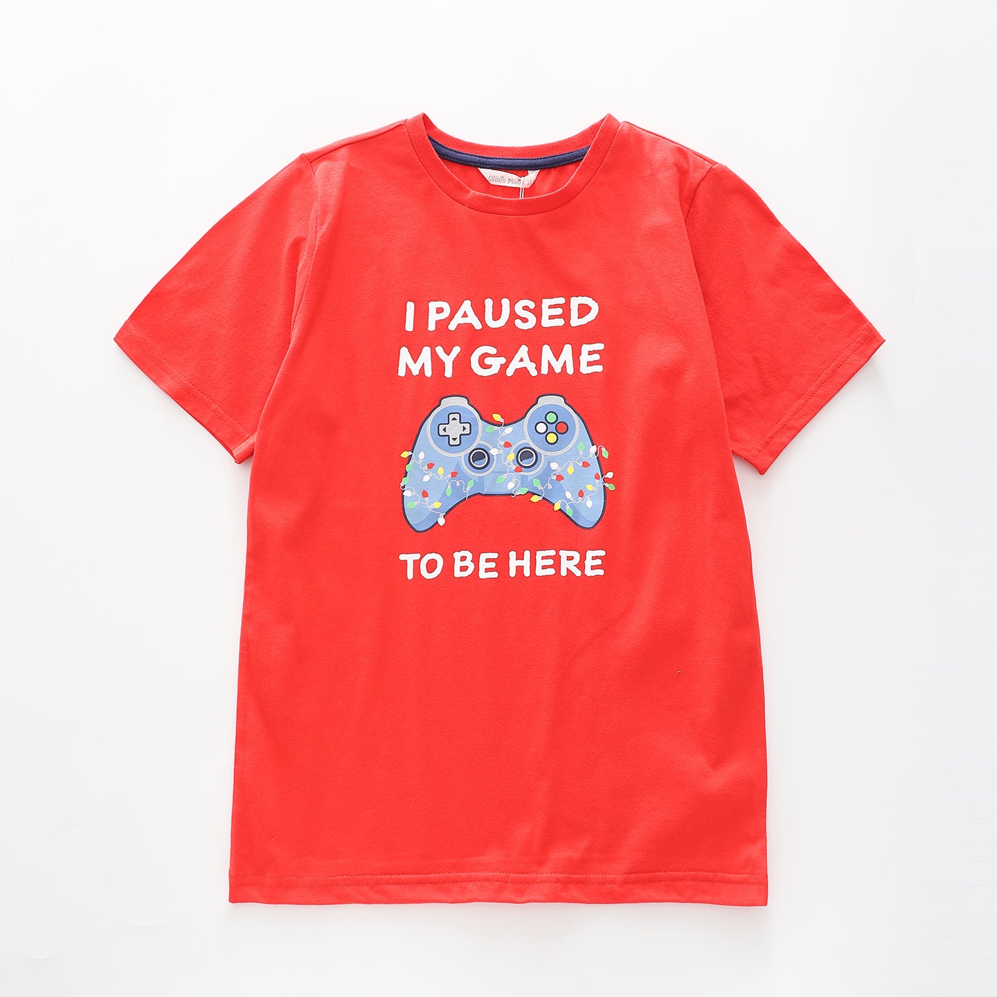 Boy's Red T-Shirt With Christmas Gamer Print Ollies Place