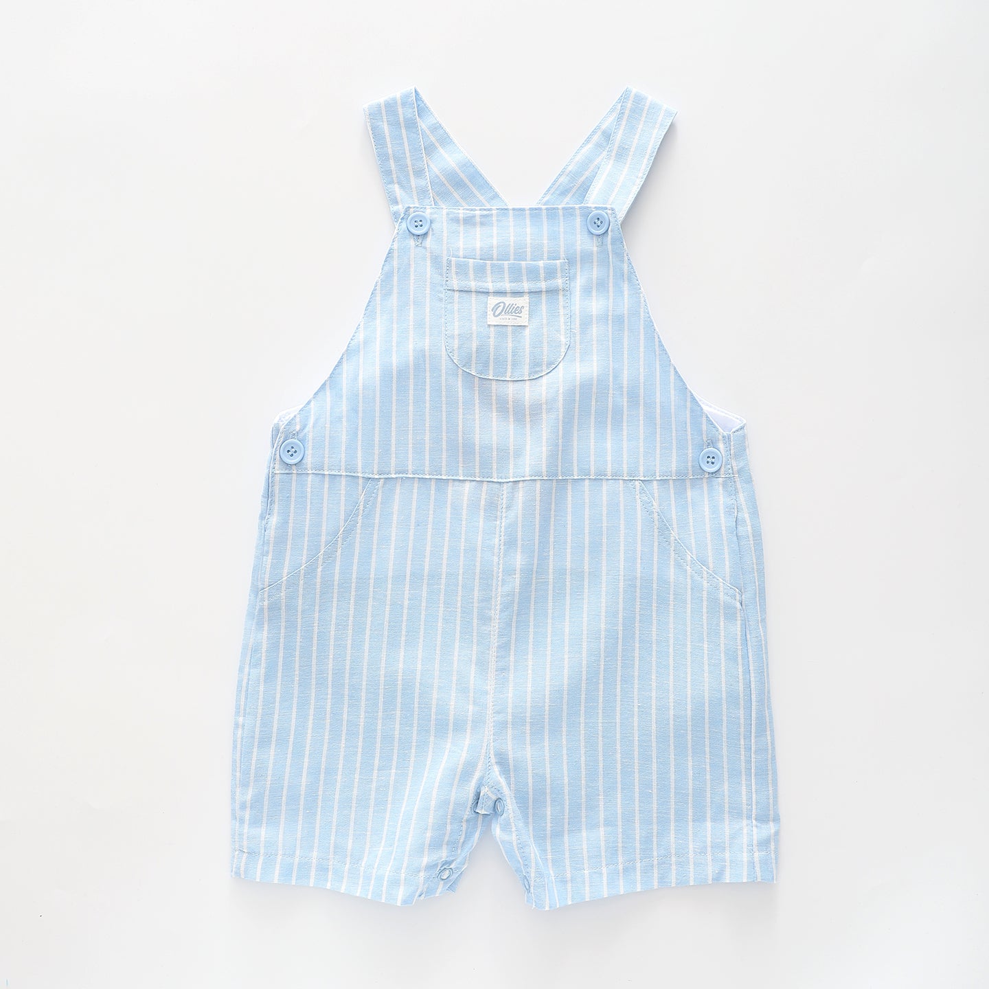 Infant and Toddler Boys Blue Linen Coveralls Ollies Place