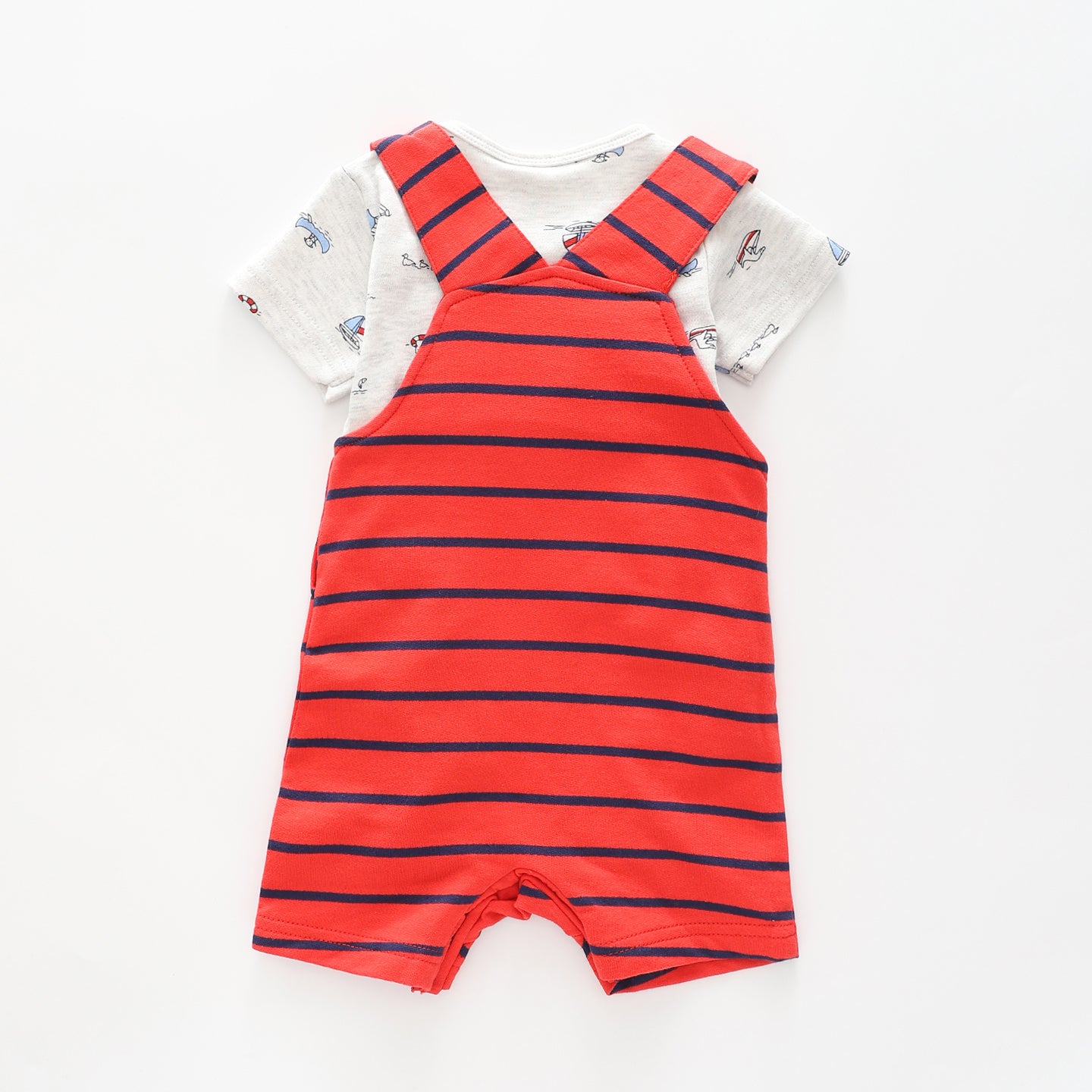 Boys Red and Blue Stripe Overalls Set Ollies Place