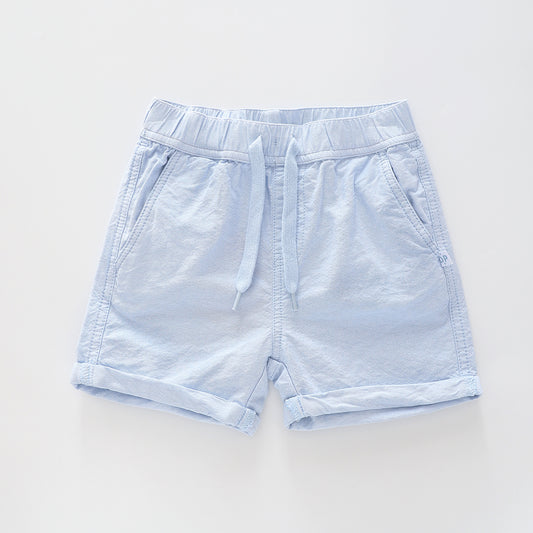 Infant and Toddler Boy's Blue Linen Shorts Ollies Place