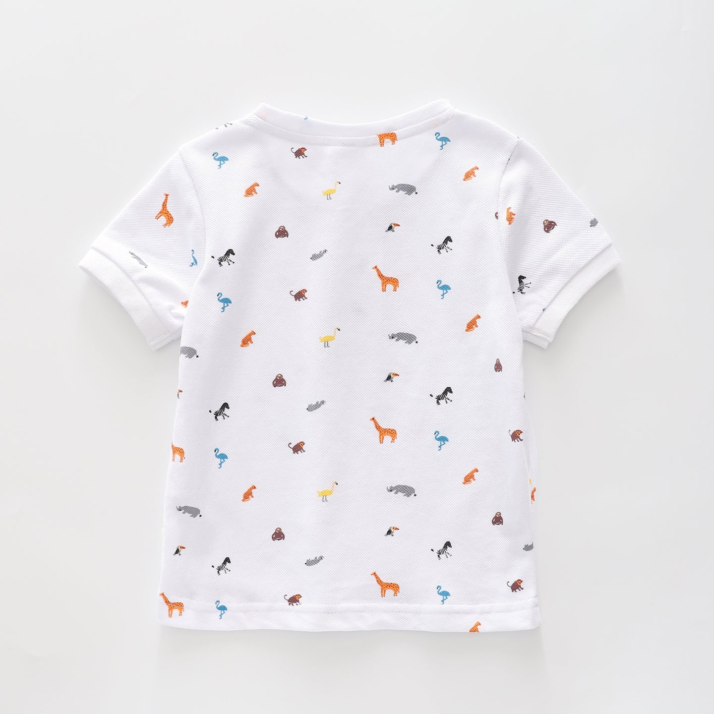 Boy's White Pique Shirt With Animal Print