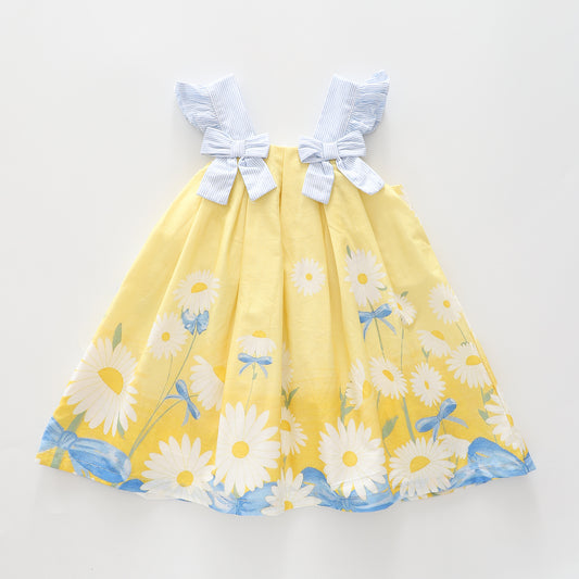 Girl's Yellow and Blue Lazy Daisy Dress Ollies Place