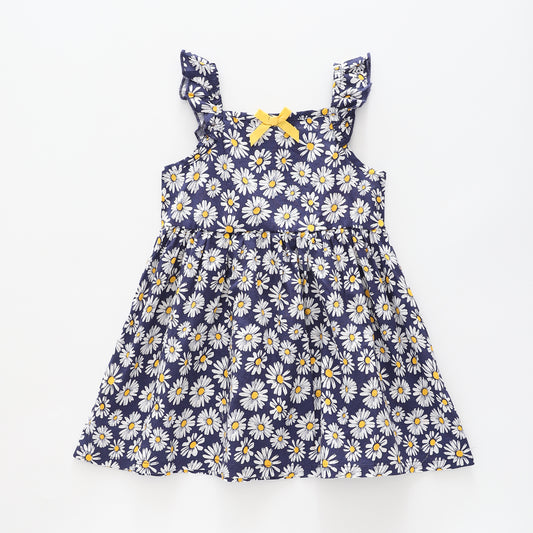 Girl's Blue Daisy Print Dress Ollies Place