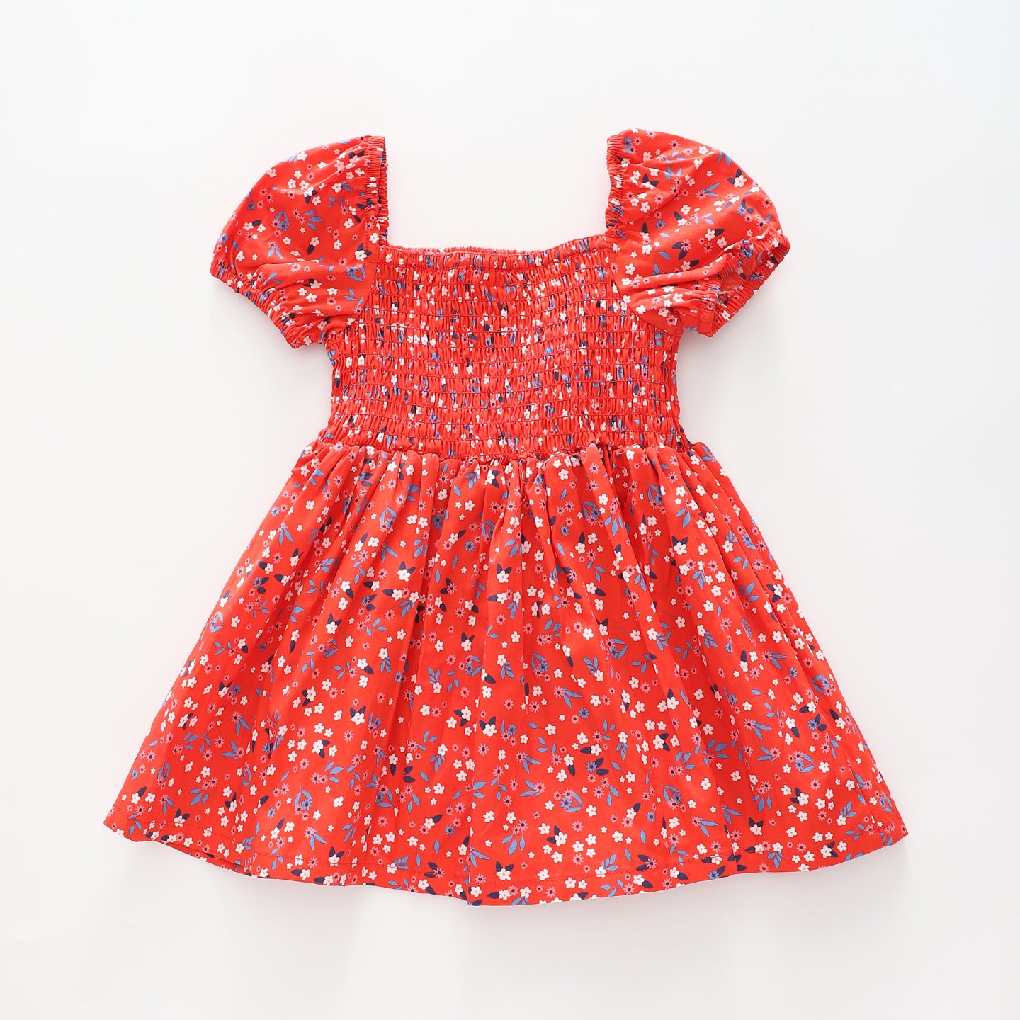 Girl's Red Floral Ruched Dress Ollies Place