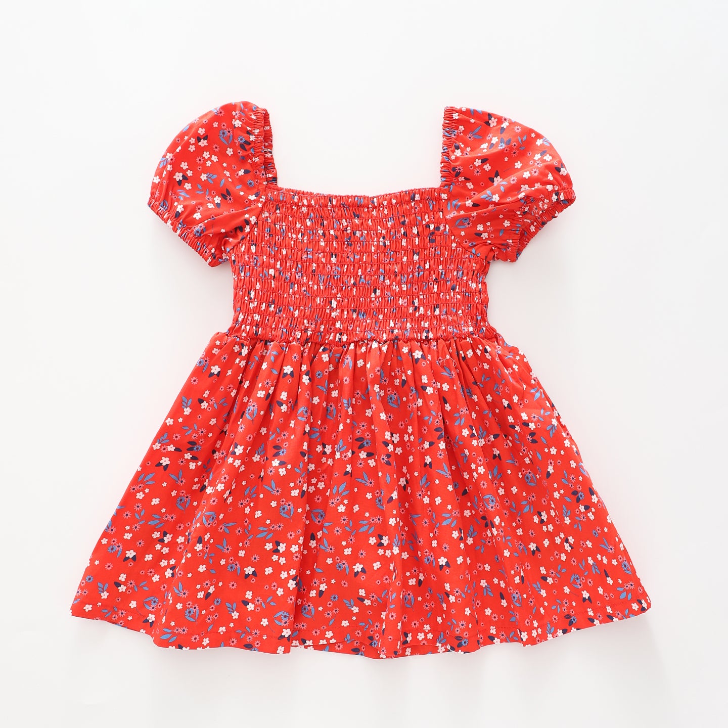 Girl's Red Floral Ruched Dress Ollies Place