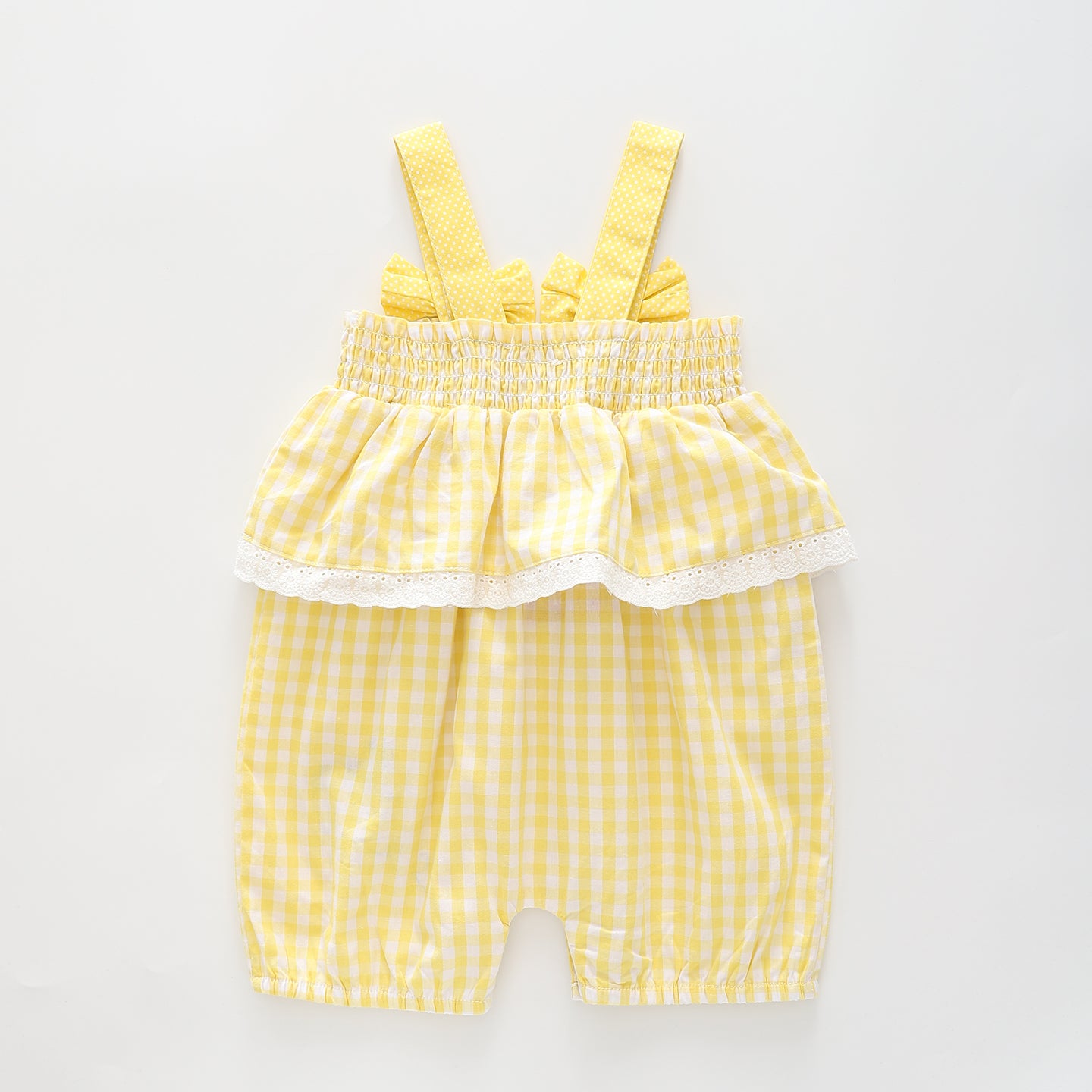 Girl's Yellow Gingham Bumblebee Romper Ollies Place