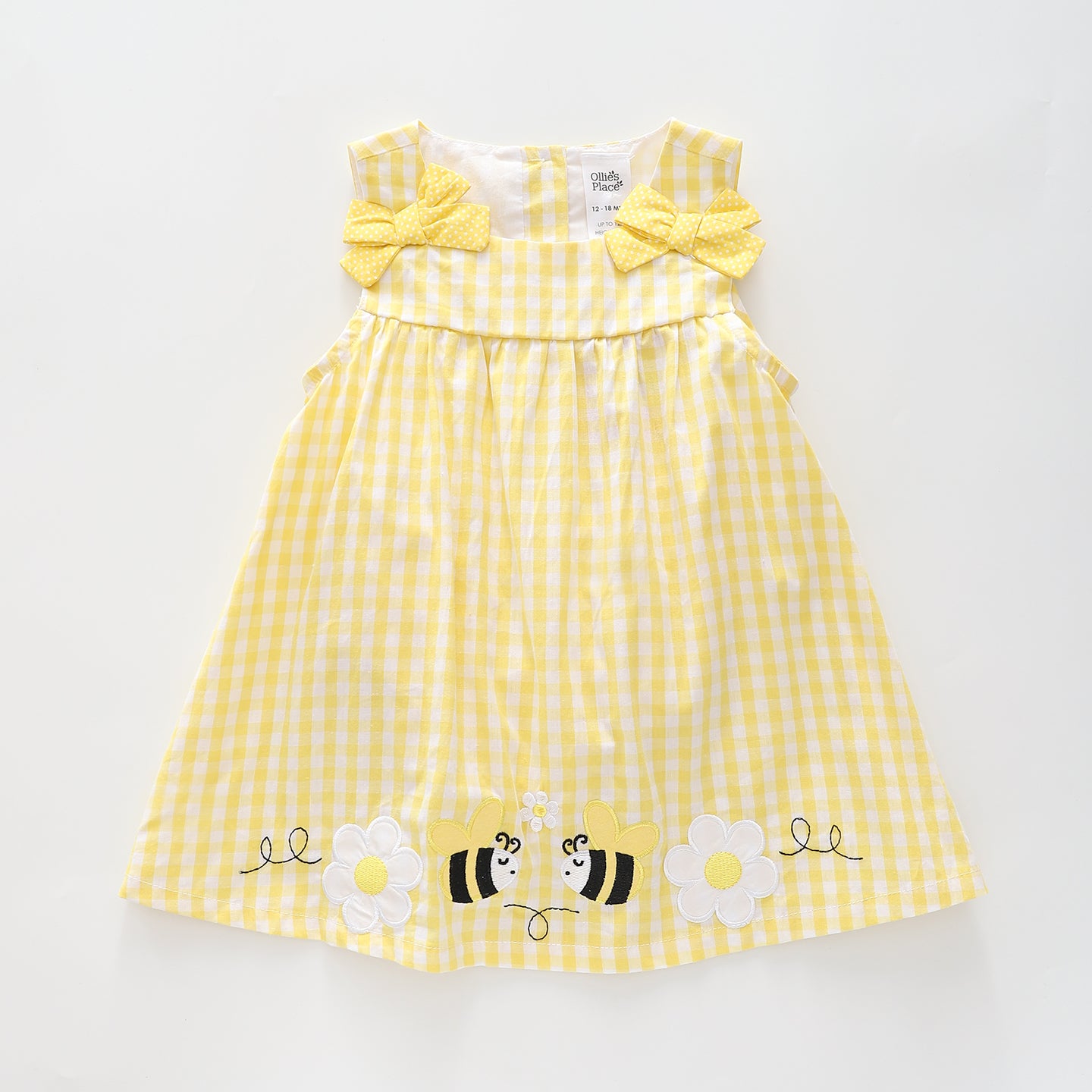 Girl's Yellow Gingham Bumblebee Dress Ollies Place