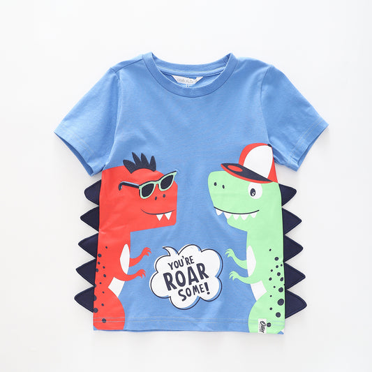 Boy's Sky Blue T-shirt With 'You're Roar Some!' Dinosaur Print Ollies Place