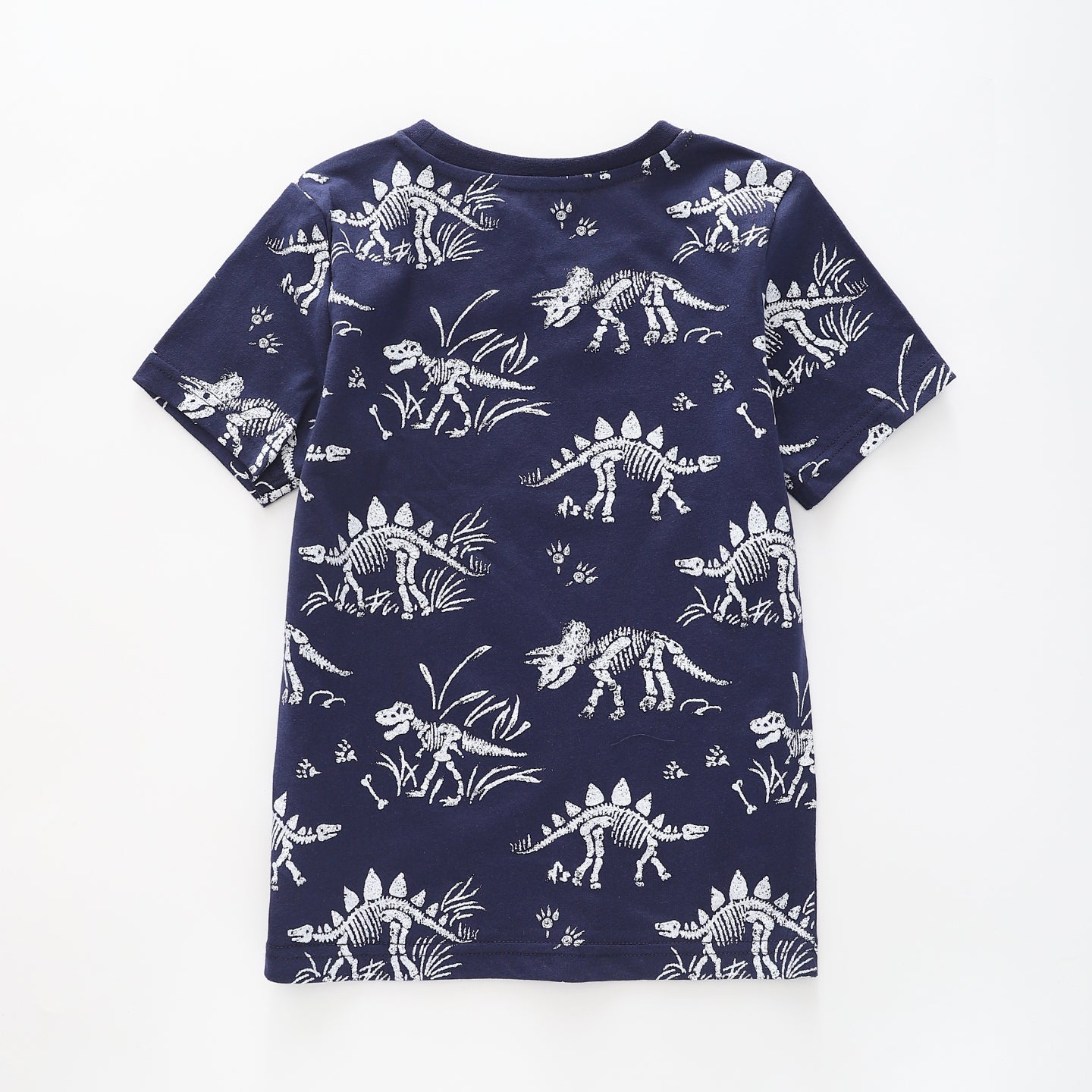 Boy's Navy Blue T-shirt With Dinosaur Skeleton Print Ollies Place