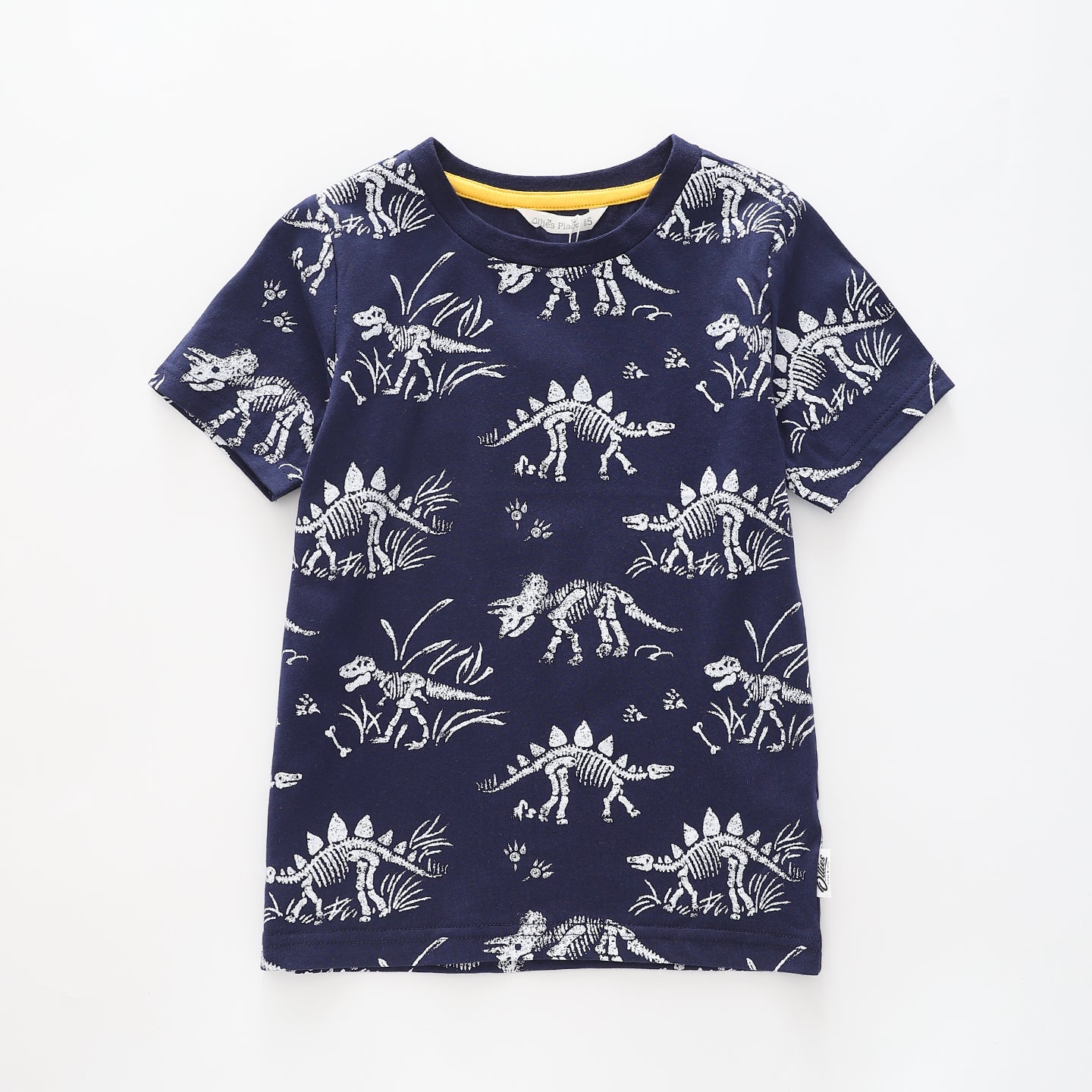 Boy's Navy Blue T-shirt With Dinosaur Skeleton Print Ollies Place