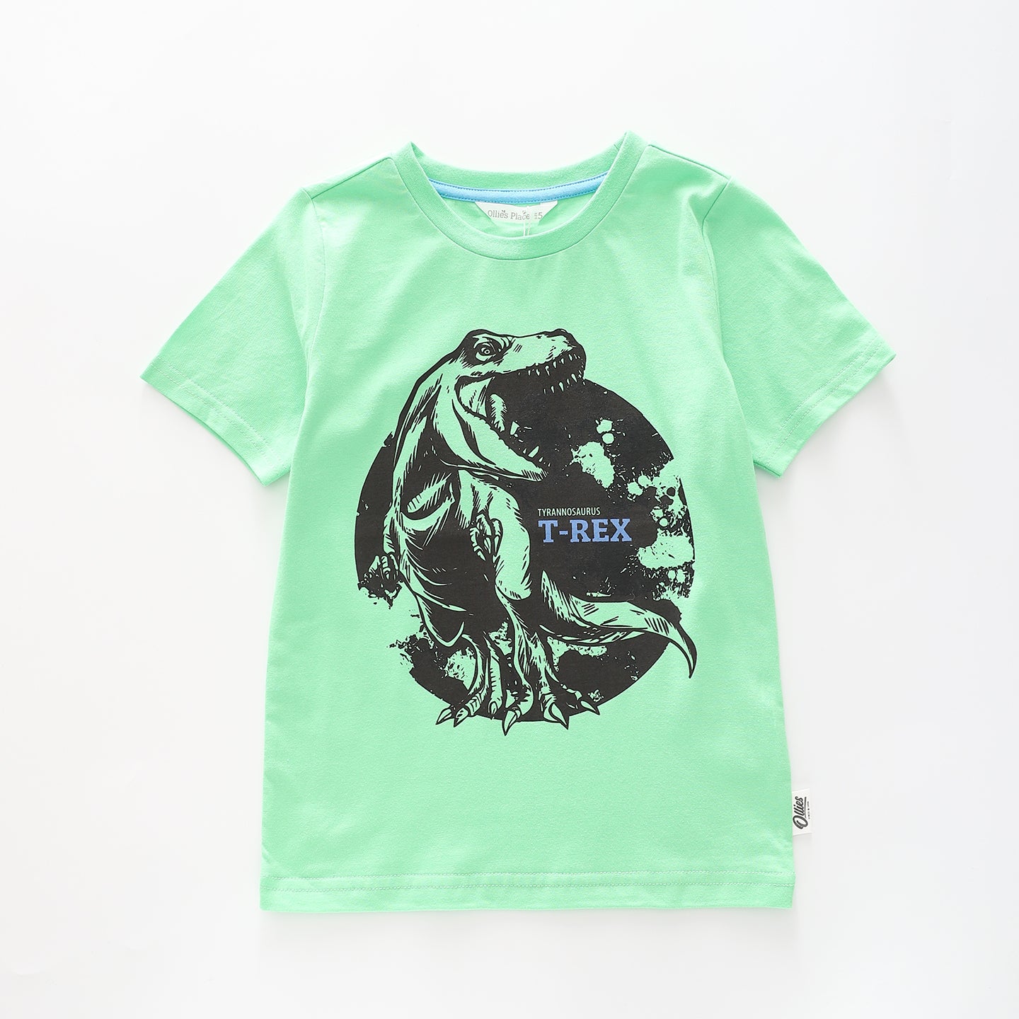 Boy's Green T-shirt With T-Rex Dinosaur Print Ollies Place