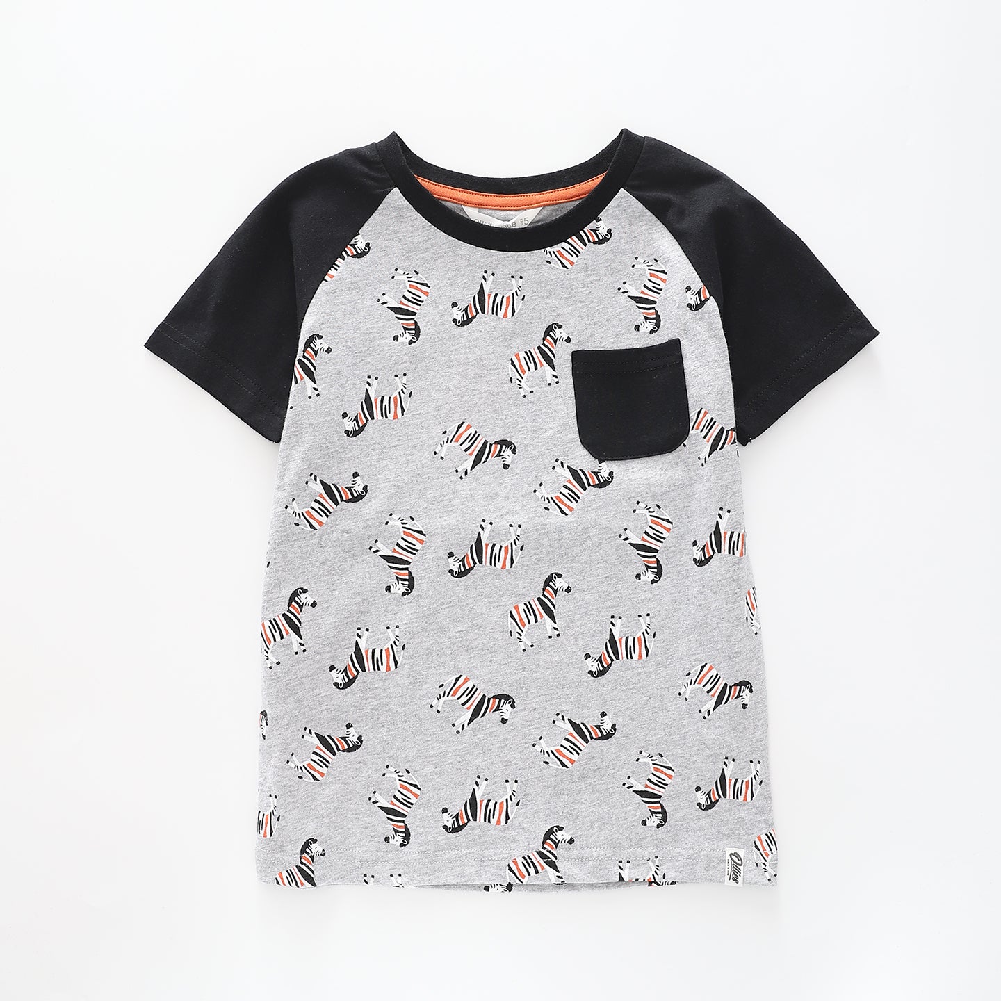 Boy's Black and Grey T-shirt With Zebra Print Ollies Place