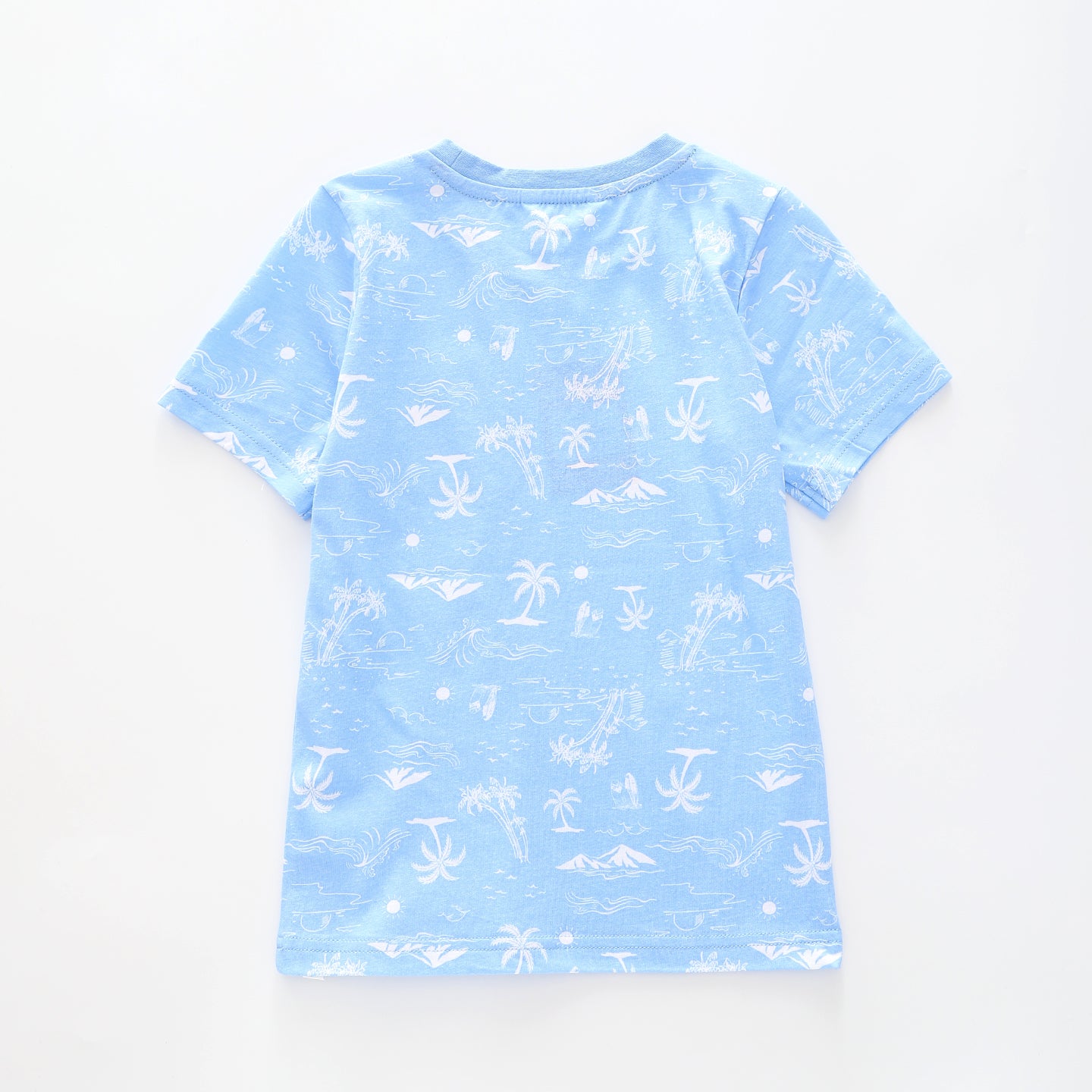 Boy's Blue T-shirt With Pocket and Palm Tree Print Ollies Place