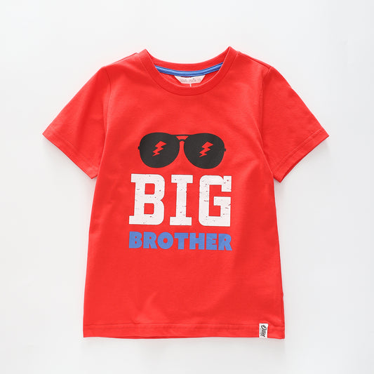 Boy's Red T-shirt With 'Big Brother' Print Ollies Place