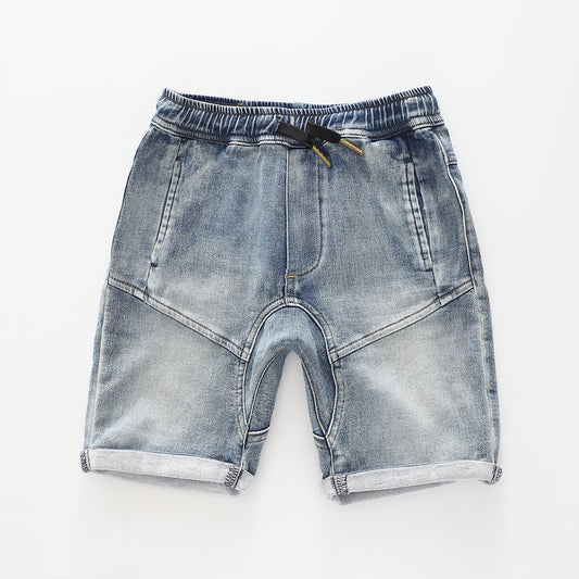 Boy's Blue Denim Pull Up Shorts Ollies Place