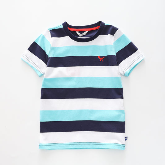 Boy's Navy and Sky Blue Striped T-Shirt Ollies Place