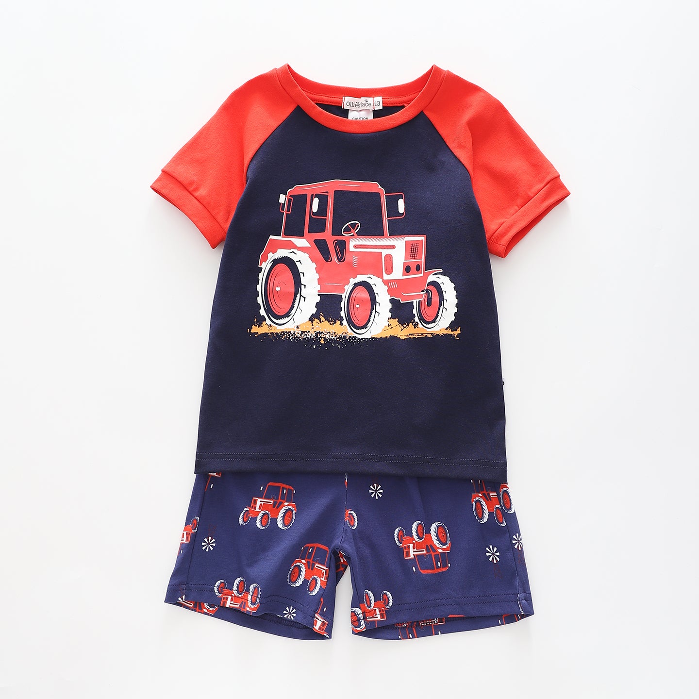 Boy's Navy Blue Sleep Set With Tractor Print Ollies Place