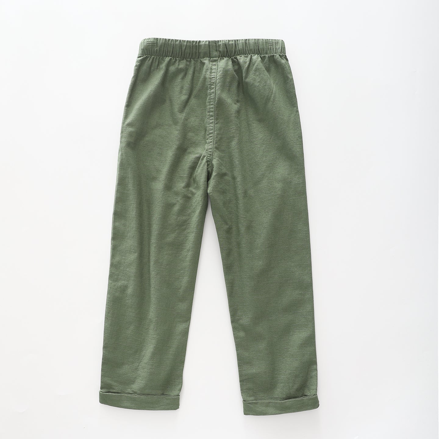 Boy's Khaki Green Linen Pants With Drawstring Waist Ollies Place