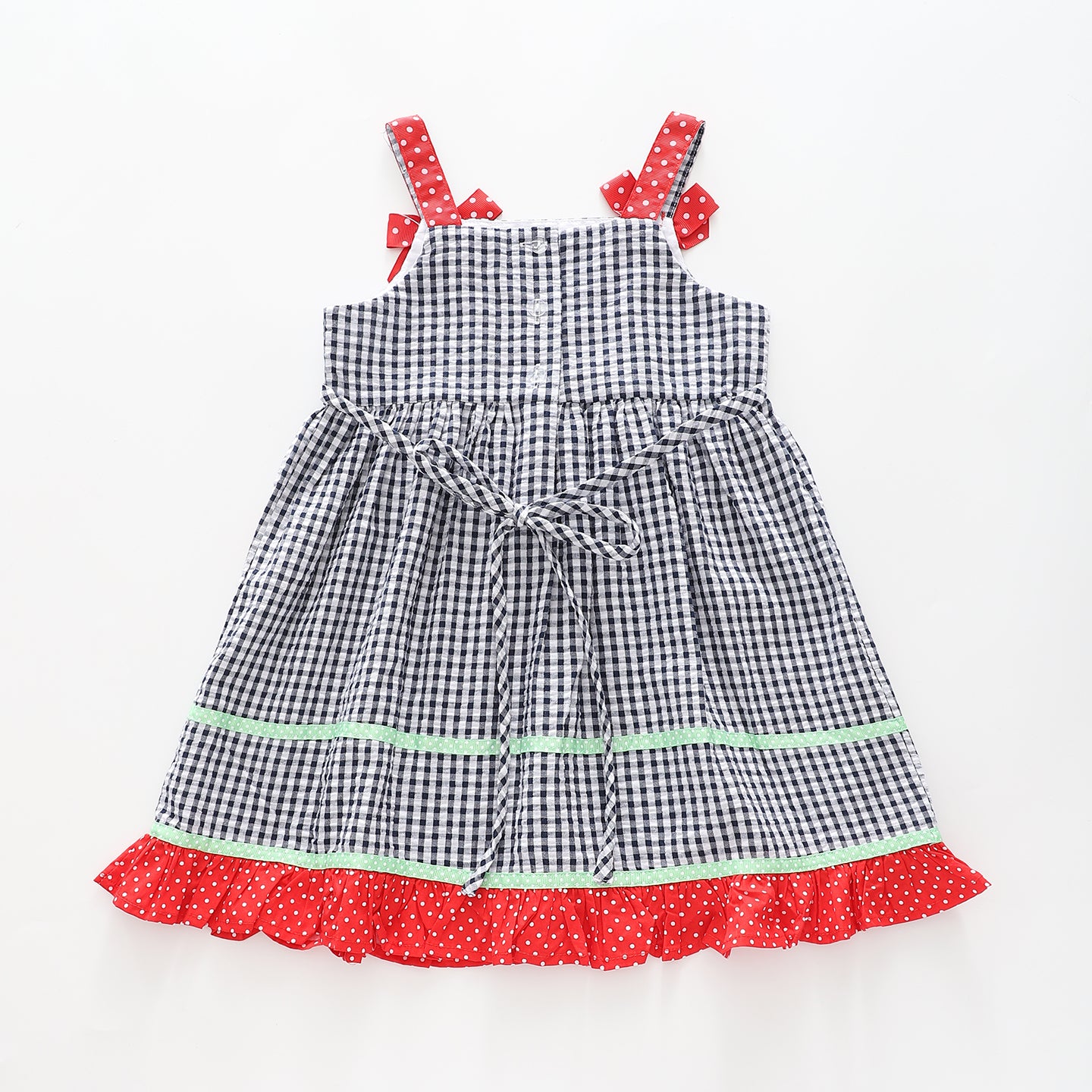 Girl's Black And Red Ladybeetle Gingham Dress Ollies Place