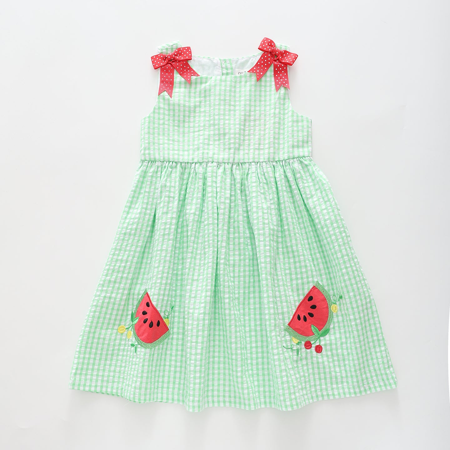 Girl's Green Watermelon Gingham Dress Ollies Place