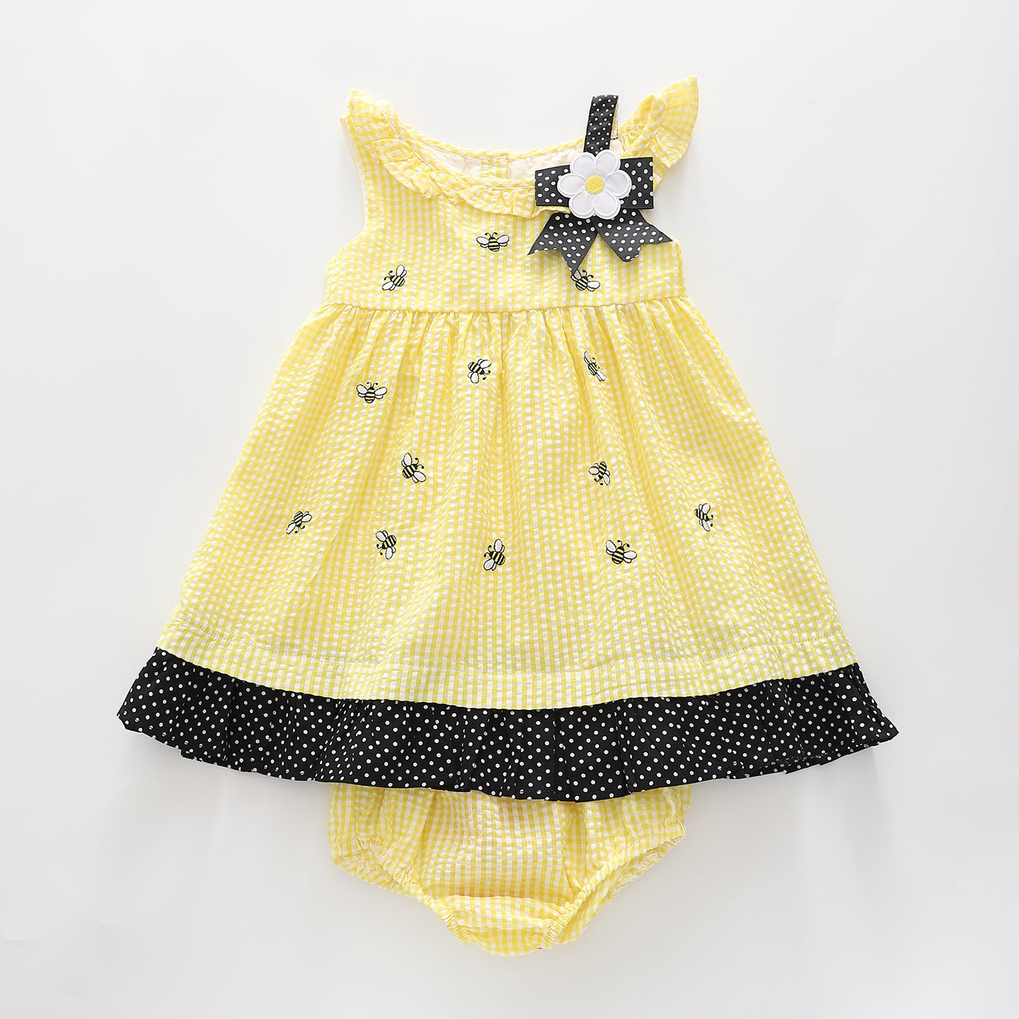 Girl's Yellow and Black Bumblebee Gingham Dress Ollies Place