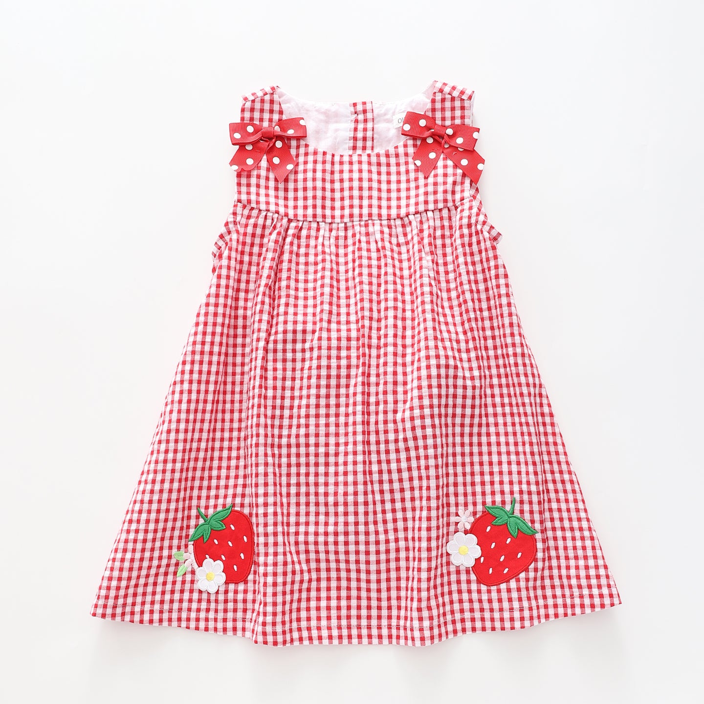 Girl's Red and White Strawberry Gingham Dress Ollies Place