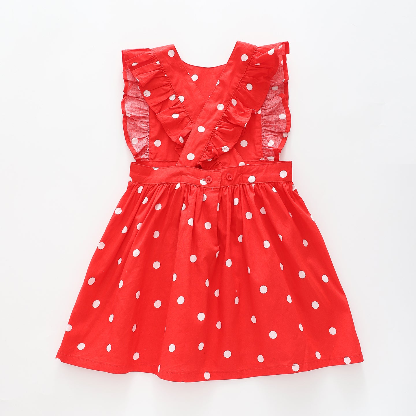 Girl's Red and White Polka Dot Pinafore Dress Ollies Place