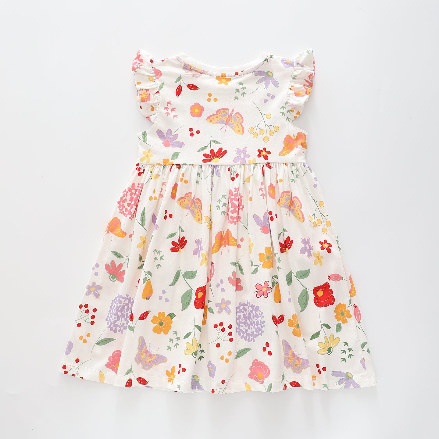 Girl's White Multicolour Floral Dress Ollies Place