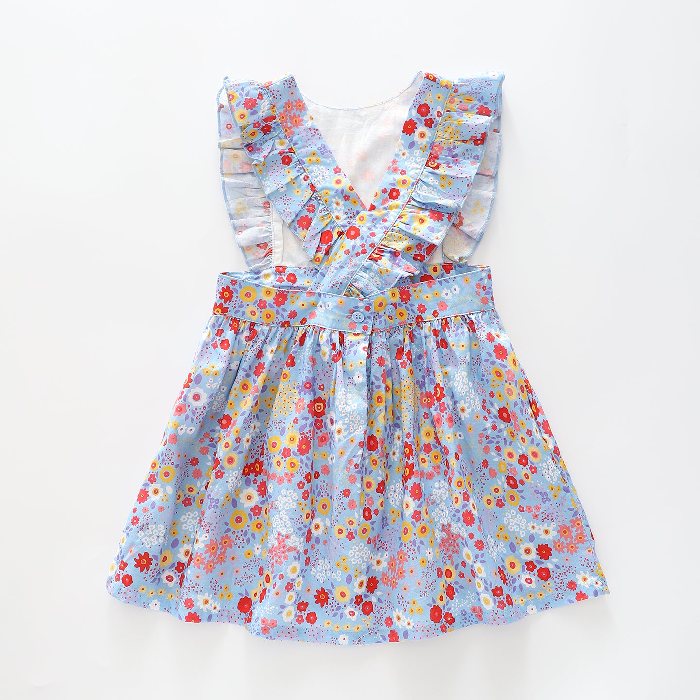 Girl's Blue Floral Pinafore Dress Ollies Place