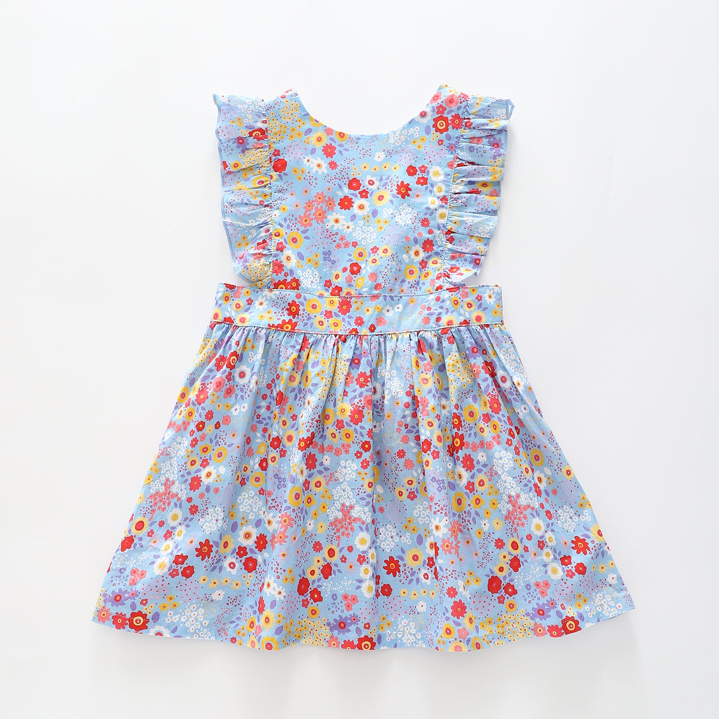 Girl's Blue Floral Pinafore Dress Ollies Place