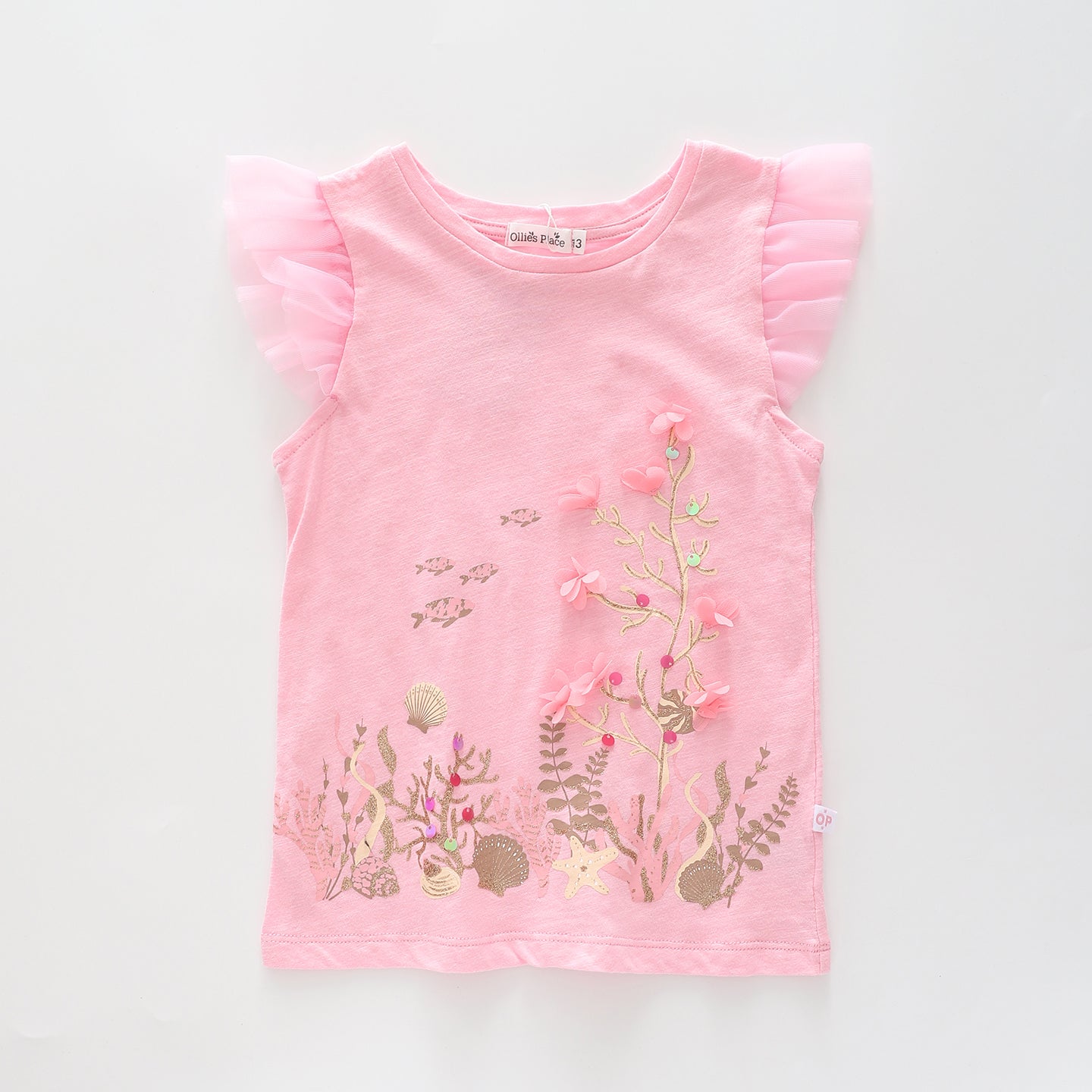 Girl's Sequined Pink Oceanic T-Shirt Ollies Place