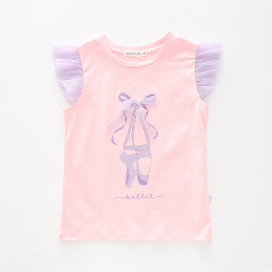 Girl's Glitter Tulle Peach And Purple Ballerina T-Shirt Ollies Place