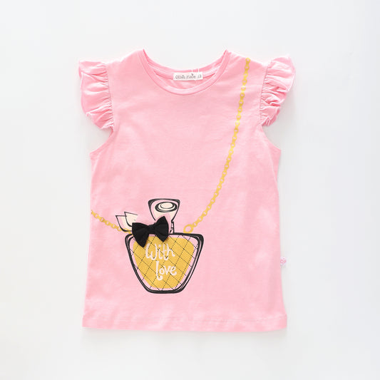 Girl's Baby Pink 'With Love' Perfume T-Shirt Ollies Place