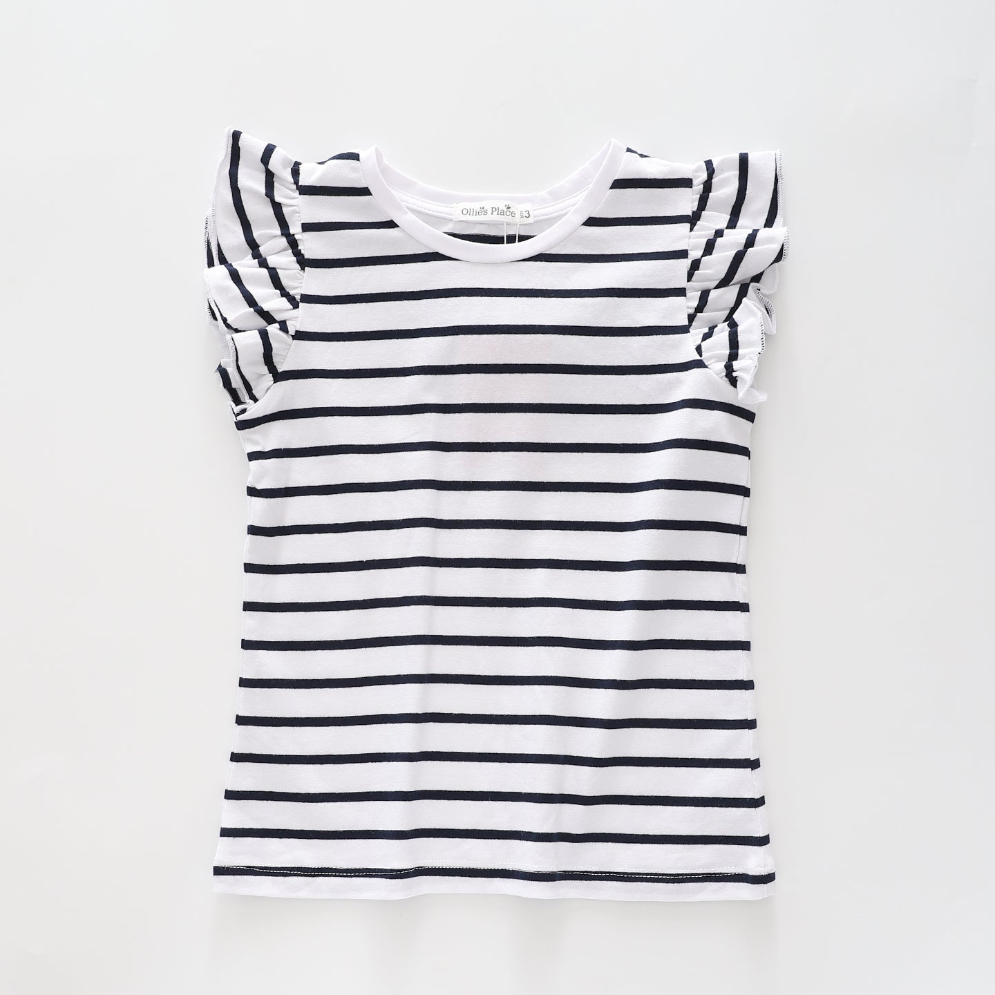 Girl's Classic Striped Ruffle T-Shirt Ollies Place